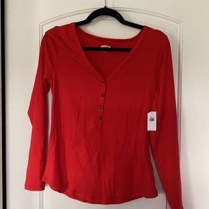 Red Slim Fit Old Navy Long Sleeve Shirt